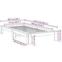 Bedframe zonder matras massief grenenhout wit 75x190 cm - thumbnail