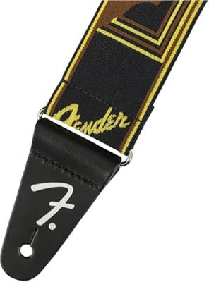 Fender Weighless 2" Monogrammed Strap Black/Yellow/Brown gitaarband