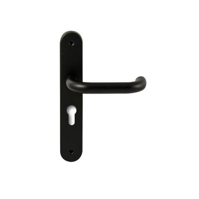 Hardbrass Deurkruk Stockholm op ovaal langschild profielcilindergat 55mm - zwart