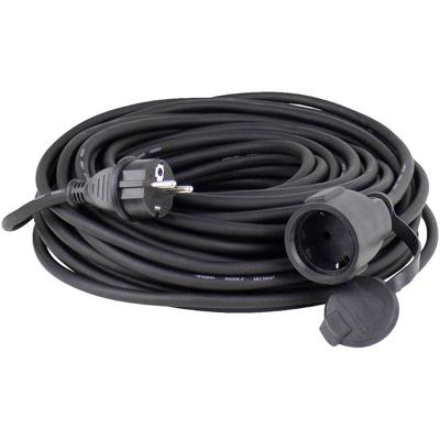 as - Schwabe 60371 Rubberen Verlengkabel met Beschermende Contactspoel Plug, IP44, 230 V/16 A, 10 meter Kabellengte, Zwart