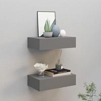 VidaXL Wandschappen 2 st met lade 40x23,5x10 cm mdf grijs - thumbnail