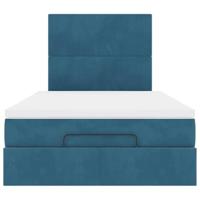 Ottoman bed met matrassen 120x200cm fluweel donkerblauw - thumbnail