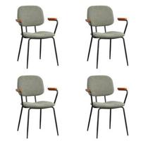 Bronx71 Scandinavische eetkamerstoel Oskar groen gerecyclede stof - - thumbnail