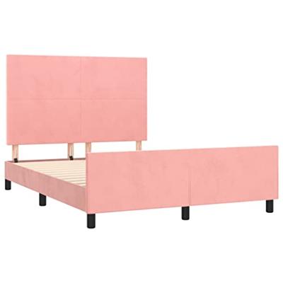 Bedframe met hoofdeinde fluweel roze 140x190 cm Bedframe met hoofdeinde fluweel roze 140x190 cm