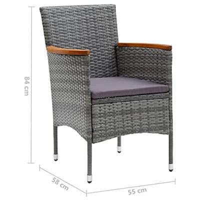 9-delige Tuinset met kussens poly rattan grijs