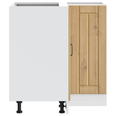 Keuken hoekonderkast Lucca bewerkt hout artisanaal eikenkleur