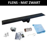 Boss & Wessing Mat Zwart RVS Douchegoot Flens met Uitneembaar Sifon MAT ZWART - Mat Zwarte RVS Douchegoot Flens Met Uitneembaar Sifon 20 cm - thumbnail