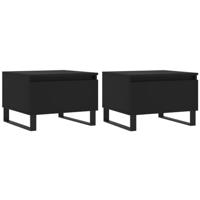 Salontafels 2 st 50x46x35 cm bewerkt hout zwart - thumbnail