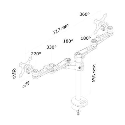 Neomounts FPMA-D935DG Monitor-tafelbeugel 2-voudig 25,4 cm (10) - 68,6 cm (27) Zilver Kantelbaar, Zwenkbaar, Roteerbaar Neomounts FPMA-D935DG Monitor-tafelbeugel 2-voudig 25,4 cm (10) - 68,6 cm (27) Zilver Kantelbaar, Zwenkbaar, Roteerbaar