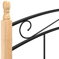 Bedframe metaal en massief eikenhout zwart 120x200 cm - thumbnail