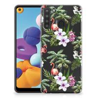 Samsung Galaxy A21 | TPU Hoesje | Flamingo Palms - thumbnail