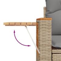7-delige Loungeset met kussens poly rattan beige - thumbnail