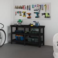 VidaXL Werkbank 142,5x50x80 cm massief grenenhout zwart - thumbnail