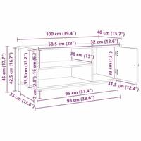 TV-kast artisanaal eikenkleurig 100 x 40 x 45 cm Bewerkt hout - thumbnail
