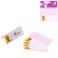 Tafelkaartjes babyshower teddybeer roze 10 cm 5 stuks | 48 stuks - thumbnail