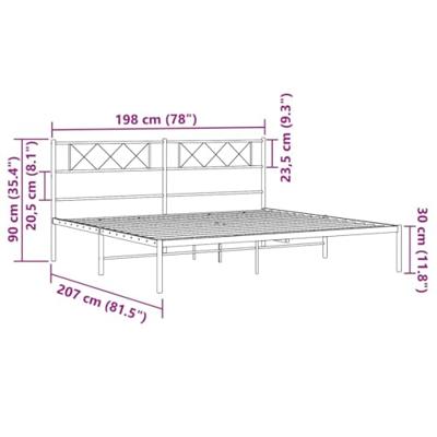 Bedframe met hoofdbord metaal wit 193x203 cm Bedframe met hoofdbord metaal wit 193x203 cm