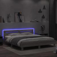 Bedframe met hoofdeinde en LED-licht grijs sonoma 160x200 cm - thumbnail