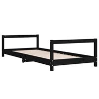 Kinderbedframe 90x200 cm massief grenenhout zwart - thumbnail