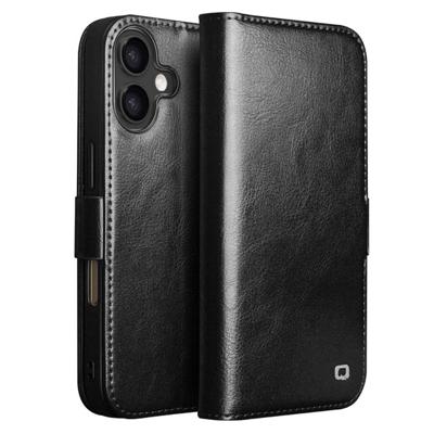 Qialino iPhone 17 hoesje - Leren bookcase - Zwart