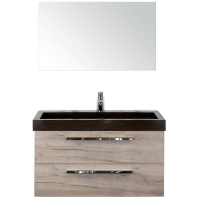 Seville Badmeubelset 100 cm - Craft Oak - Wastafel Lucca 1 Kraangat met Spiegel