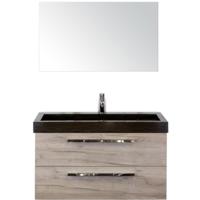 Seville Badmeubelset 100 cm - Craft Oak - Wastafel Lucca 1 Kraangat met Spiegel - thumbnail