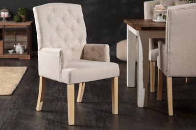 Elegante fauteuil CASTLE beige met Chesterfield stiksels in landelijke stijl - 40073