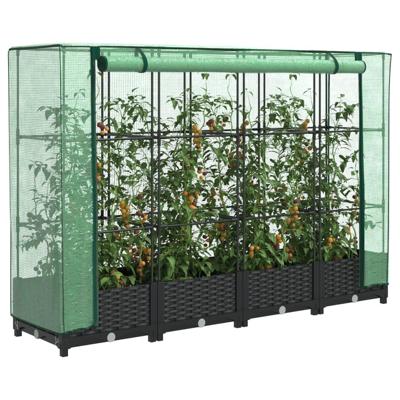 VidaXL Verhoogde plantenbak met kashoes rotanlook 160x40x123 cm VidaXL Verhoogde plantenbak met kashoes rotanlook 160x40x123 cm