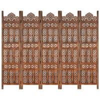 Kamerscherm 5 panelen handgesneden 200x165 cm mangohout bruin - thumbnail