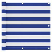 Balkonscherm 90x400 cm oxford stof wit en blauw - thumbnail