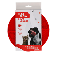 Eat Slow Live Longer Lick Mat Dimensions Circle Rood - thumbnail