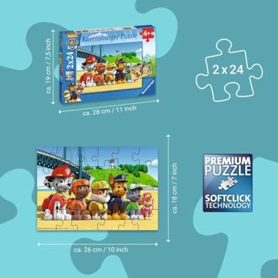 Ravensburger PAW Patrol puzzelset Dappere honden - 2 x 24 stukjes - thumbnail