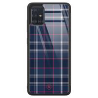Samsung Galaxy A51 glazen hardcase - Tartan blauw - thumbnail