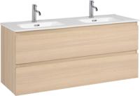 Saqu Arvid badmeubel incl. dubbele keramische wastafel 120x47x57cm glans wit - aluminium greeplijst - thumbnail