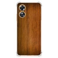 OPPO A17 Stevig Telefoonhoesje Donker Hout - thumbnail