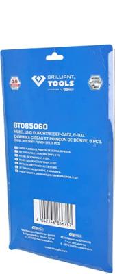 Brilliant Tools Beitel en spindrijver/doordrijver-set, 8-delig BT085060 Brilliant Tools Beitel en spindrijver/doordrijver-set, 8-delig BT085060