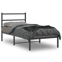Bedframe met hoofdbord metaal zwart 90x190 cm - thumbnail