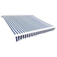 VidaXL Luifeldoek 4x3 m canvas blauw en wit - thumbnail