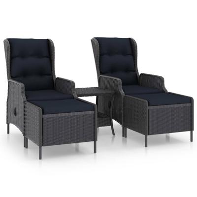 3-delige Loungeset met kussens poly rattan donkergrijs 3-delige Loungeset met kussens poly rattan donkergrijs