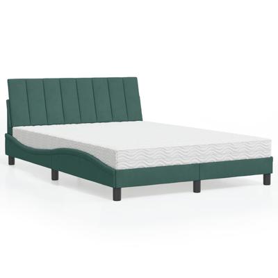 Bed met matras "Hanko" fluweel donkergroen 140x200 cm