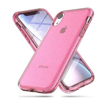 Schokbestendige Terminator stijl glitter poeder beschermer Case voor iPhone XR (roze)