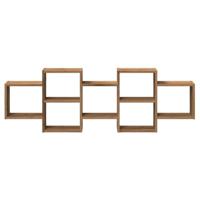 Wandschap 129x18x42 cm bewerkt hout artisanaal eikenkleurig - thumbnail