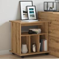 Rolkast 60x45x60 cm bewerkt hout artisanaal eikenkleurig - thumbnail