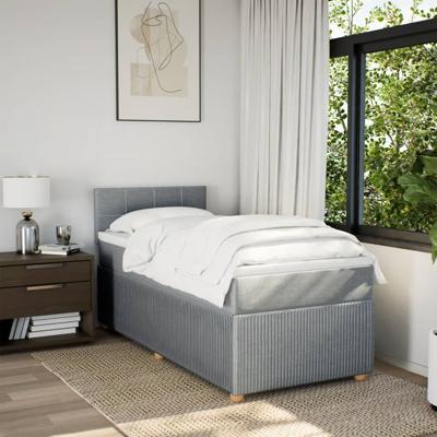 Boxspring met matras stof lichtgrijs 120x190 cm - thumbnail