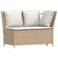 5-delige Loungeset met kussens poly rattan beige - thumbnail