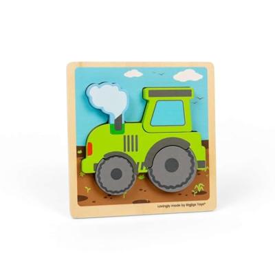 Bigjigs houten inlegpuzzel tractor met uitneembare vormen, 5st. Bigjigs houten inlegpuzzel tractor met uitneembare vormen, 5st.