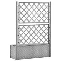 Plantenbak verhoogd met latwerk en zelfbewateringssysteem grijs - thumbnail