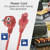 ACT Netsnoer CEE 7/7 male (haaks) - C15 rood 2 m - thumbnail