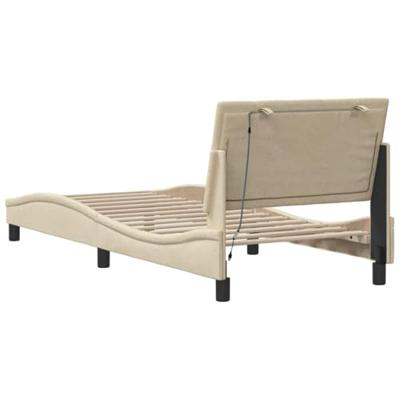 Bedframe zonder matras "Hanko" 80x200 cm stof crèmekleurig