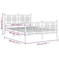 Bedframe met hoofd- en voeteneinde metaal wit 137x190 cm - thumbnail