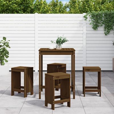 5-delige Tuinbarset massief grenenhout honingbruin - thumbnail